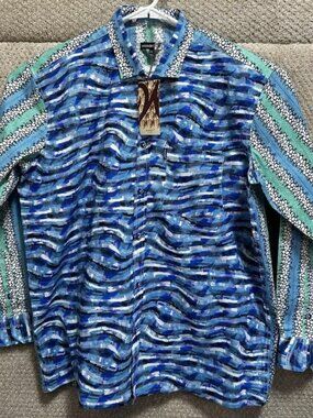 Woodin David Pre Button Long Sleeve Shirt Multicolored Men's 2XL NWT